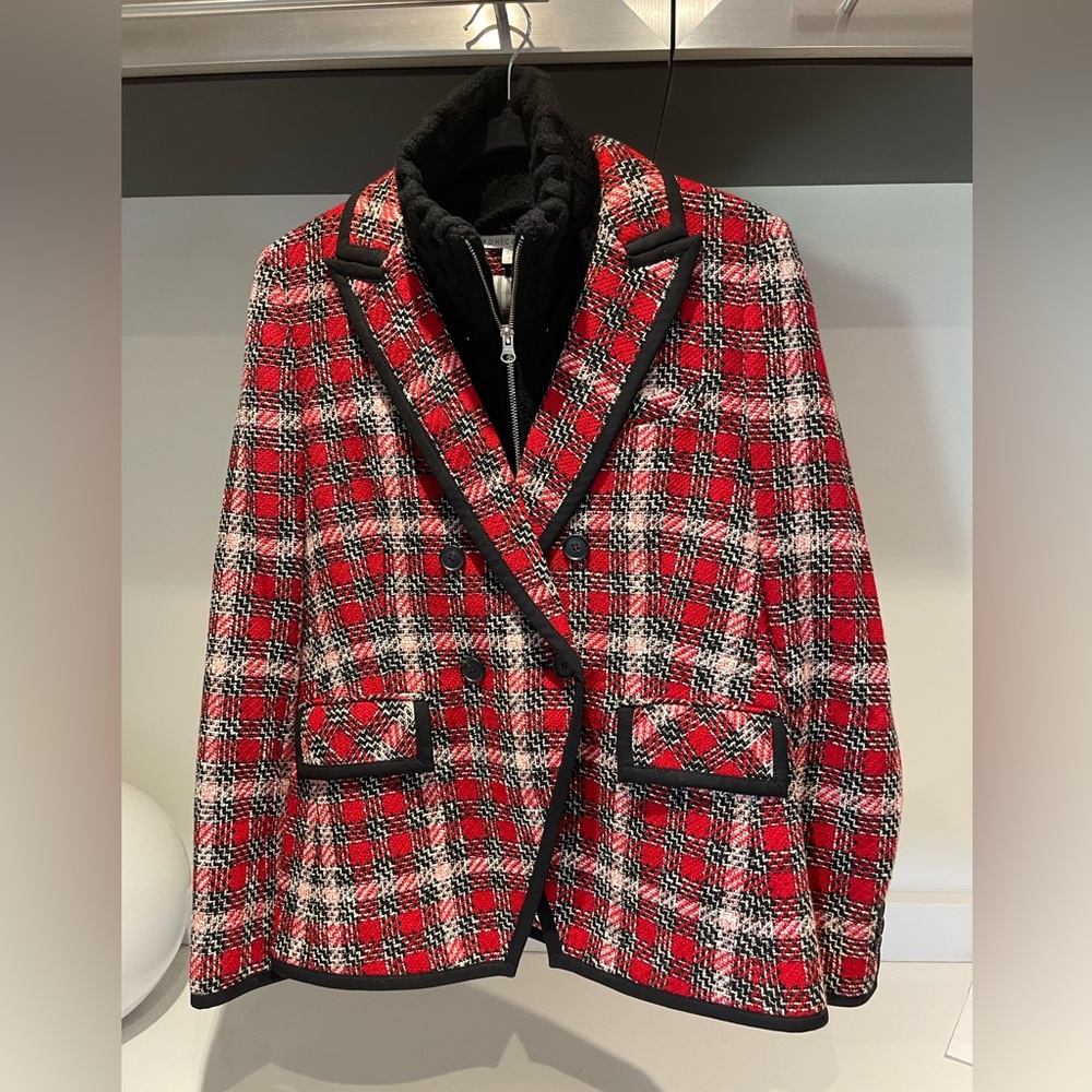 $698 Veronica Beard Harriet Cutaway Dickey Jacket stunning luxe red tweed sz 2 - Picture 12 of 16